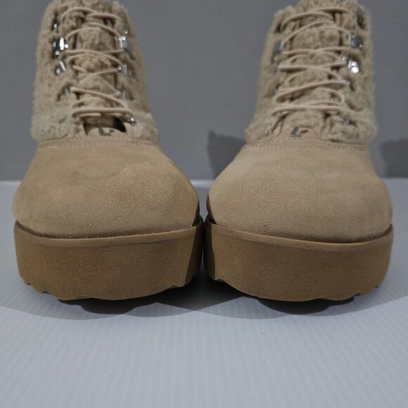 NEW Larroude Vail Ankle Bootie Womens 11 Tan Leather Waterproof Shearling Winter - Picture 5 of 13